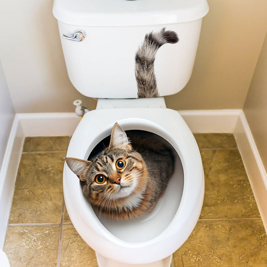 Whimsical Cat in Toilet Self-Adhesive Wall Decal - Playful Bathroom Home Decor, Matte Finish Rectangular Plastic Sticker with Animal Print for Easy Application, Bathroom Decor And Accessories, Humorous Design, Easyinstall Sti